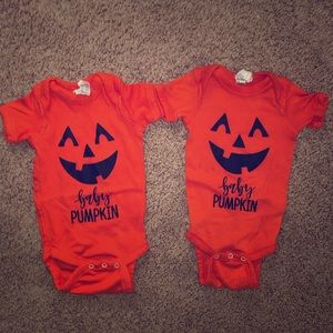 Pumpkin onesies for twins